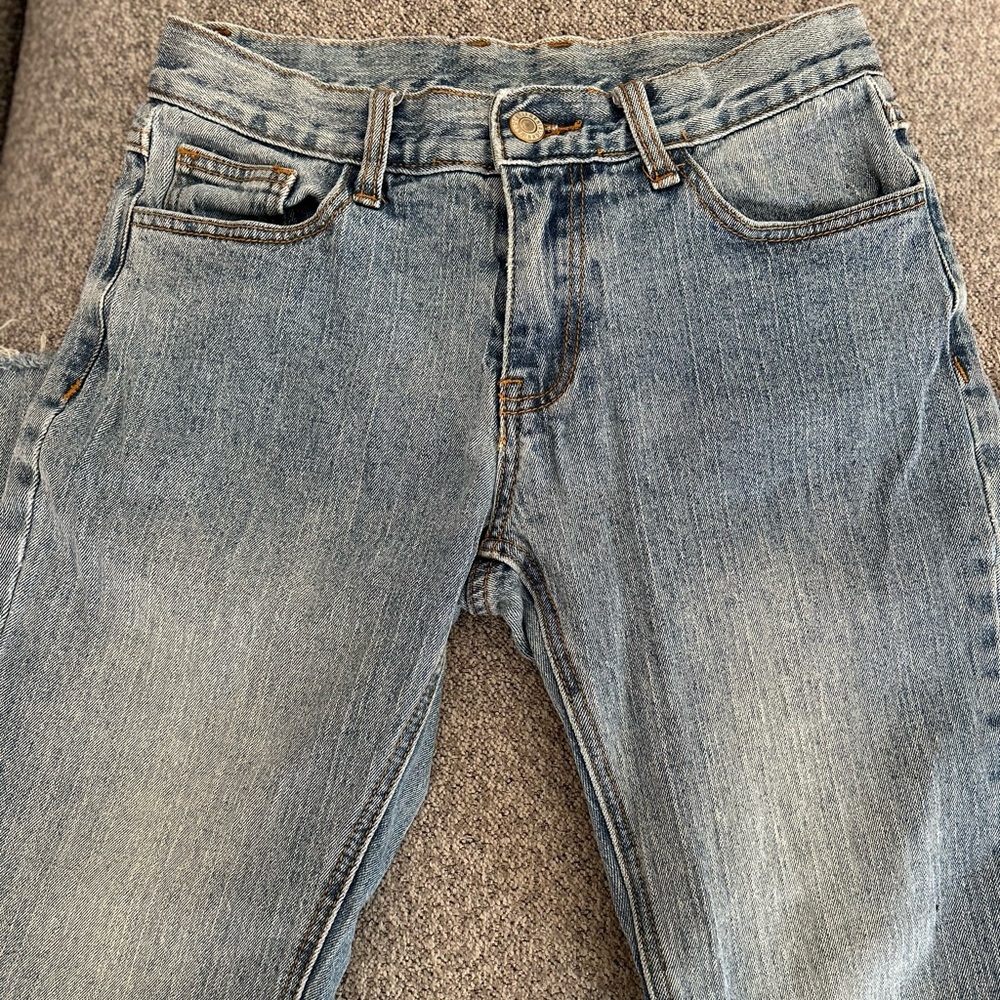 Classic Cropped Blue Denim Jeans